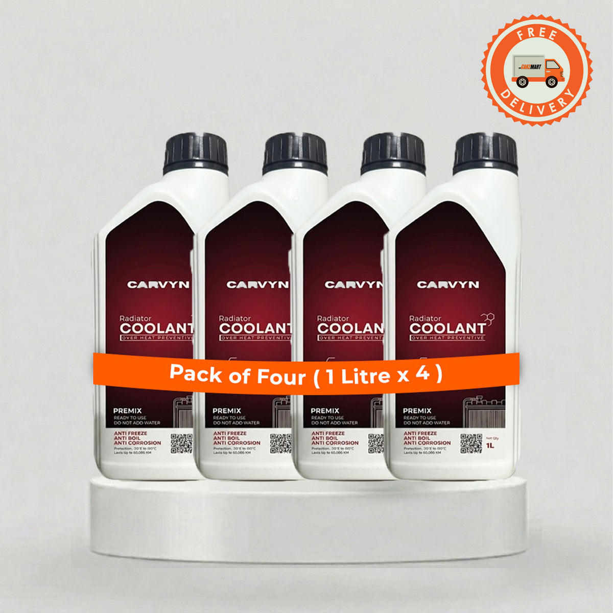 Carvyn Premix Radiator Coolant – Value Pack of 4 (1L x 4 Bottles)