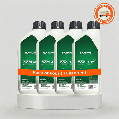 Carvyn Green Premix Radiator Coolant – Value Pack of 4 (1L x 4 Bottles)